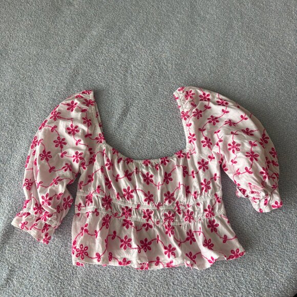 ASOS White and Pink Eyelet Top - Picture 2 of 5